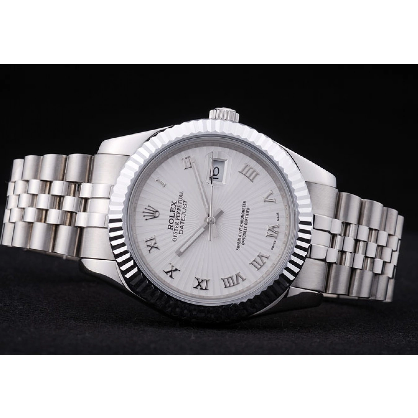 Best AAA Replica Sites Dial Ribbed Bezel Rolex Radial 7478 Datejust White 0602